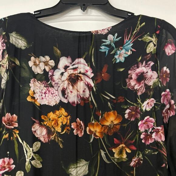 Bellambra Silk Blend Black Foral Babydoll Ruffle Hem Mini Dress XS Whimsigoth - Picture 12 of 15